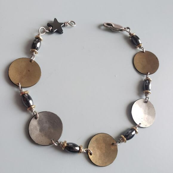 Sterling Silver & Brass Eagle Mountains Star Bracelet Handmade - Picture 3 of 4